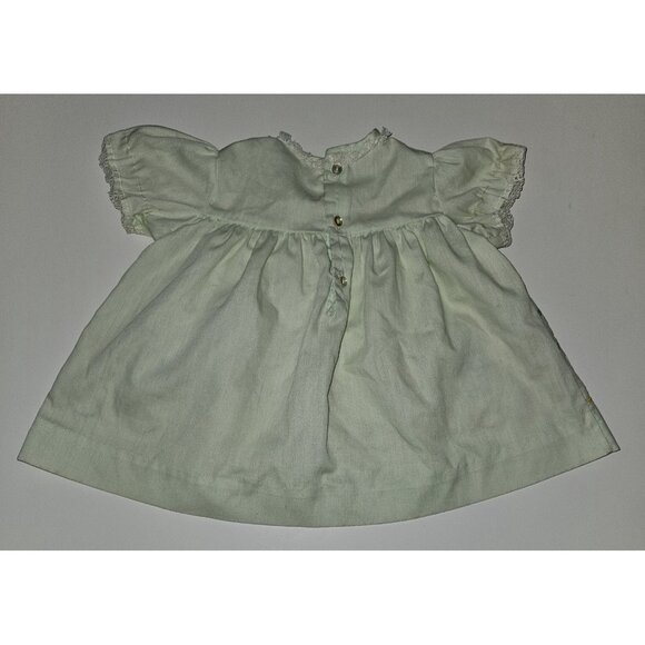VTG Pale Green Dress Baby Girl 6 Months Embroidered Angels Cupid Valentine's Day - Picture 7 of 11